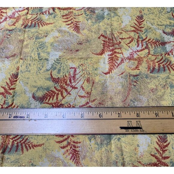 Fern-Themed Decorative Fabric Yellow Red & Green "NaturEscapes" Pattern 19" x 42 - Picture 2 of 6